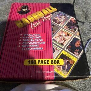 100 Baseball Card Collector Pages - Acid Free - No PVC - 9-Pocket Pages NIB - A1